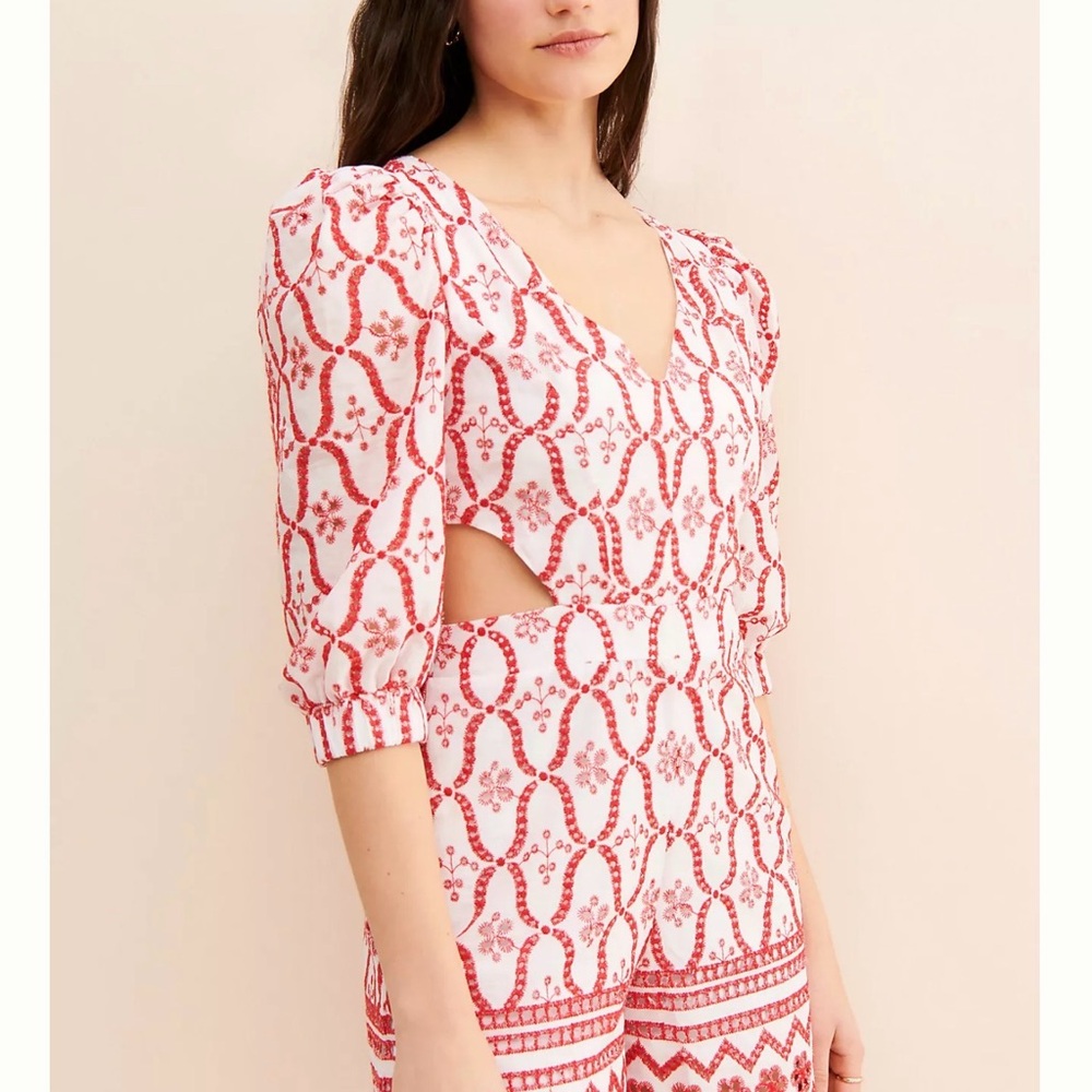 Especia Hulanicki Eyelet Romper Red and White Size XS